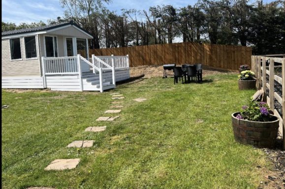 Garden area with BBQ and seating